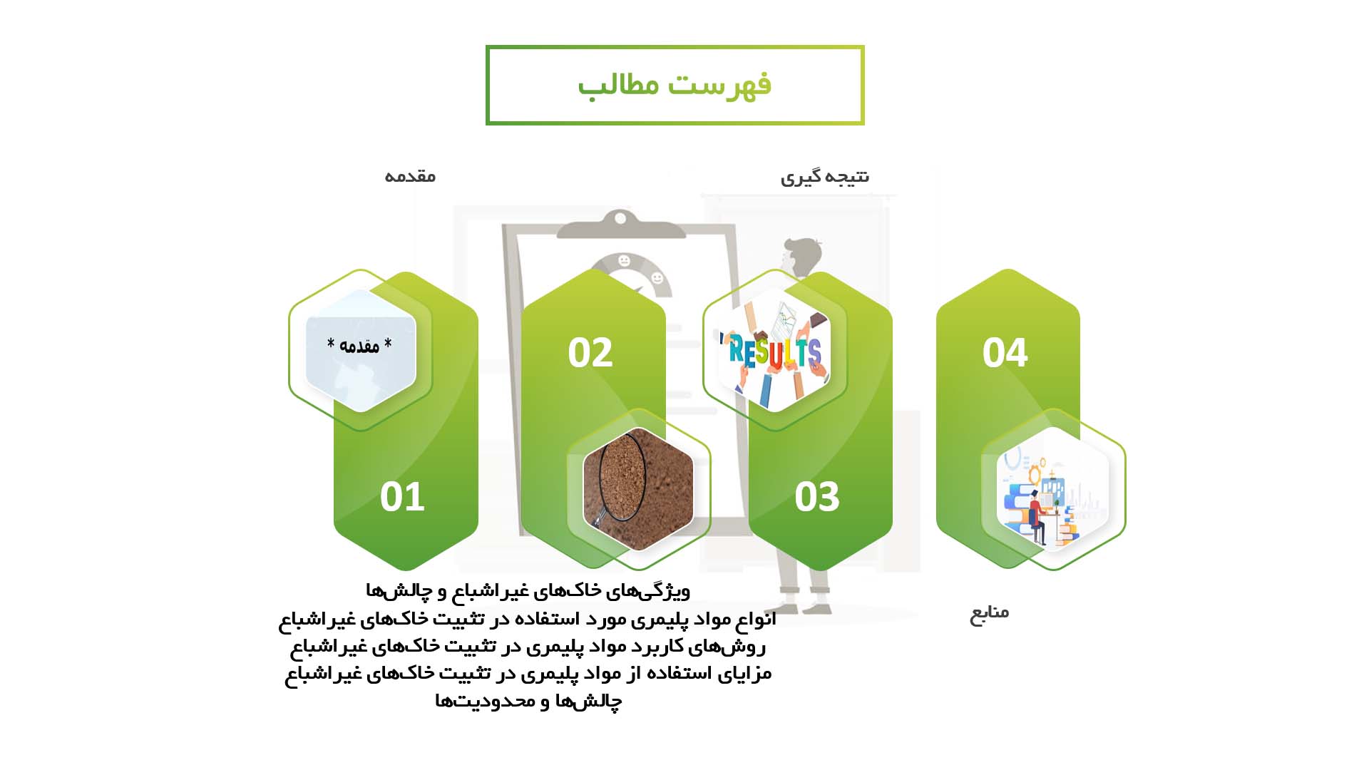 پاورپوینت در مورد استفاده از مواد پلیمری در تثبیت خاک‌های غیراشباع